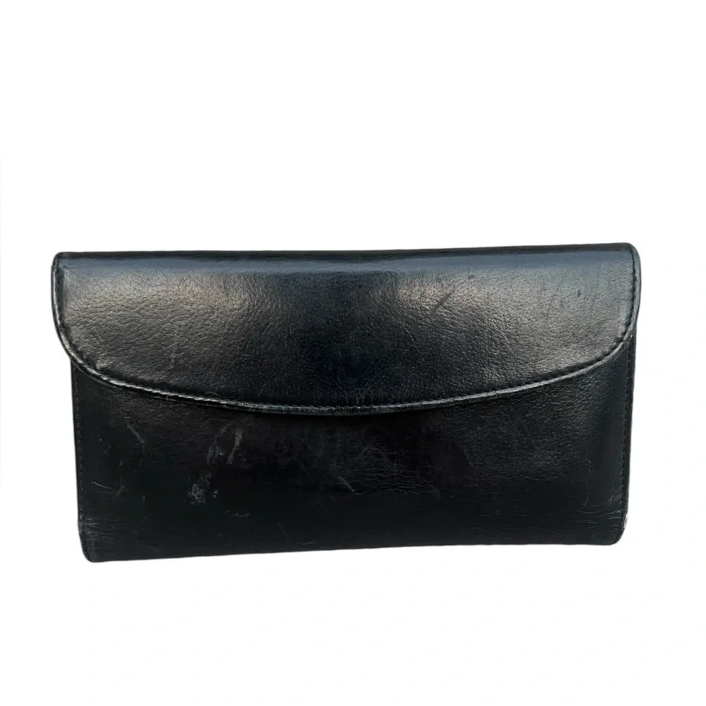 Vintage Coach Water Buffalo Combination Wallet Checkbook Black Leather 4859 Used